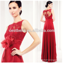 Elegante rojo largo vestido de fiesta Sweatheart abierto de nuevo 2016 tamaño grande de las mujeres vestido de noche rojo